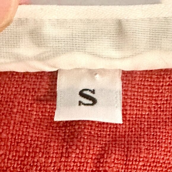 Bryn Walker Women's 100% Linen Tunic Top  Size S Red Ruffle Sleeves Hi Low Boho - Picture 7 of 13